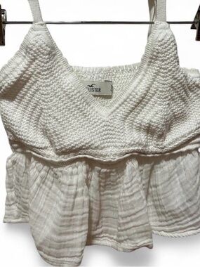 Hollister Cream Textured Knit Peplum Cami